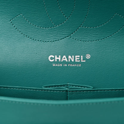 Chanel Lambskin Quilted Tri-Color Jumbo Double Flap Navy Blue Green 6 of 10
