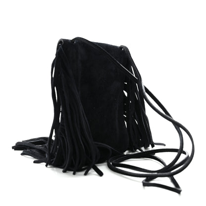 Saint Laurent Suede Fringe Toy Monogram Anita Crossbody Bag Black 3 of 10