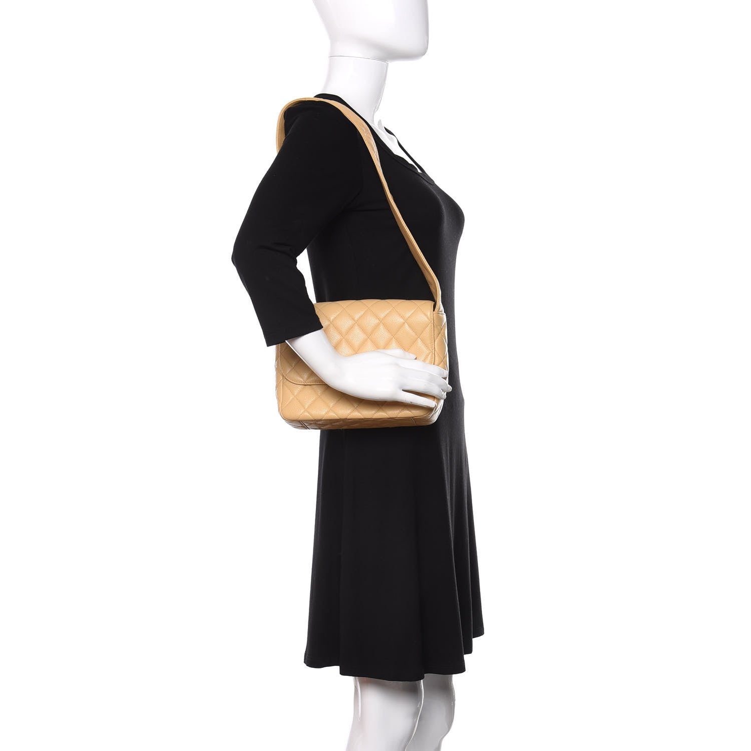 Chanel Caviar Quilted Shoulder Flap Bag Beige 2 of 13