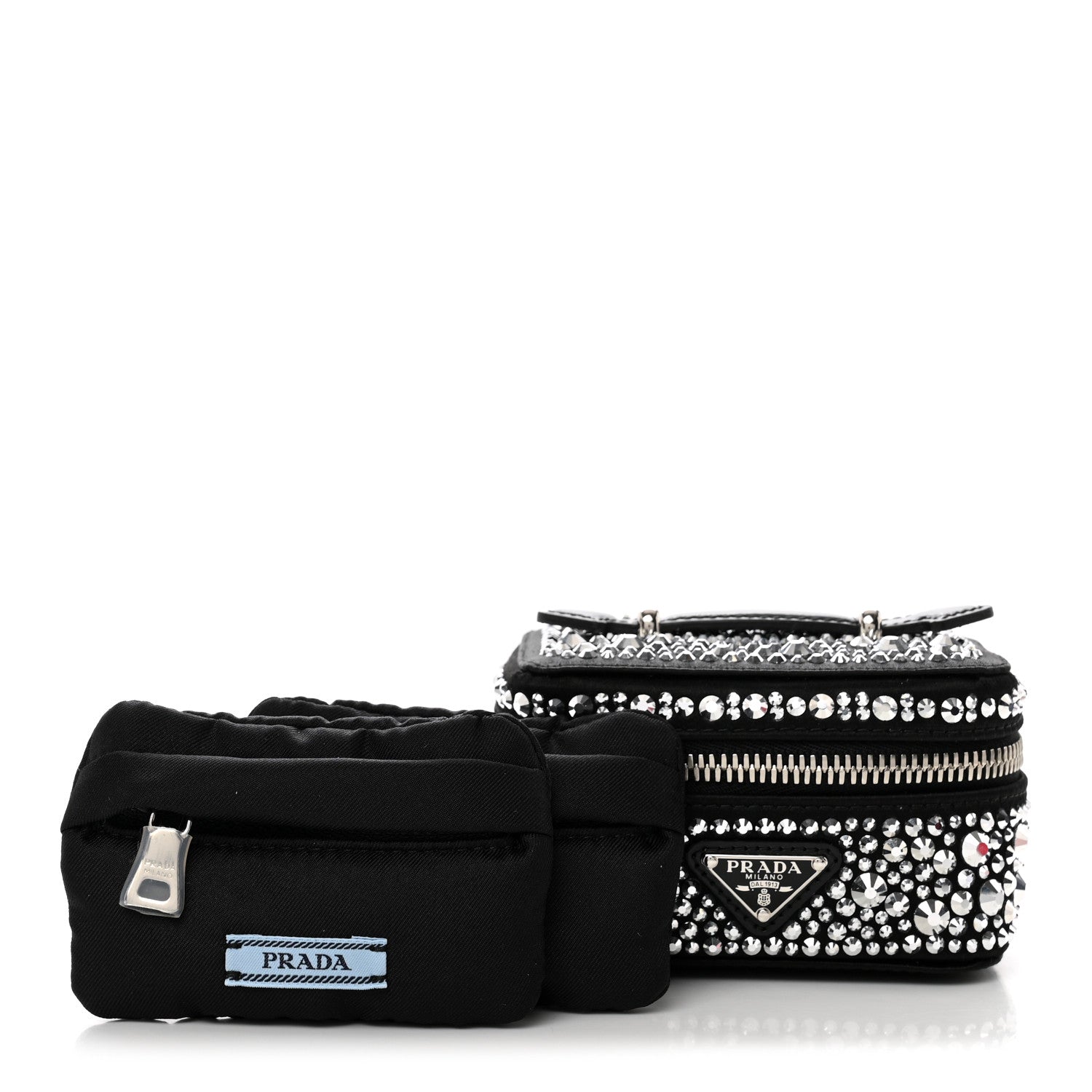 Prada Satin Crystal Degrade Jewelry Beauty Case Metal 1 of 9
