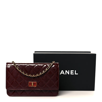 Chanel Patent Calfskin Quilted Reissue Wallet On Chain WOC Dark Red 12 of 12