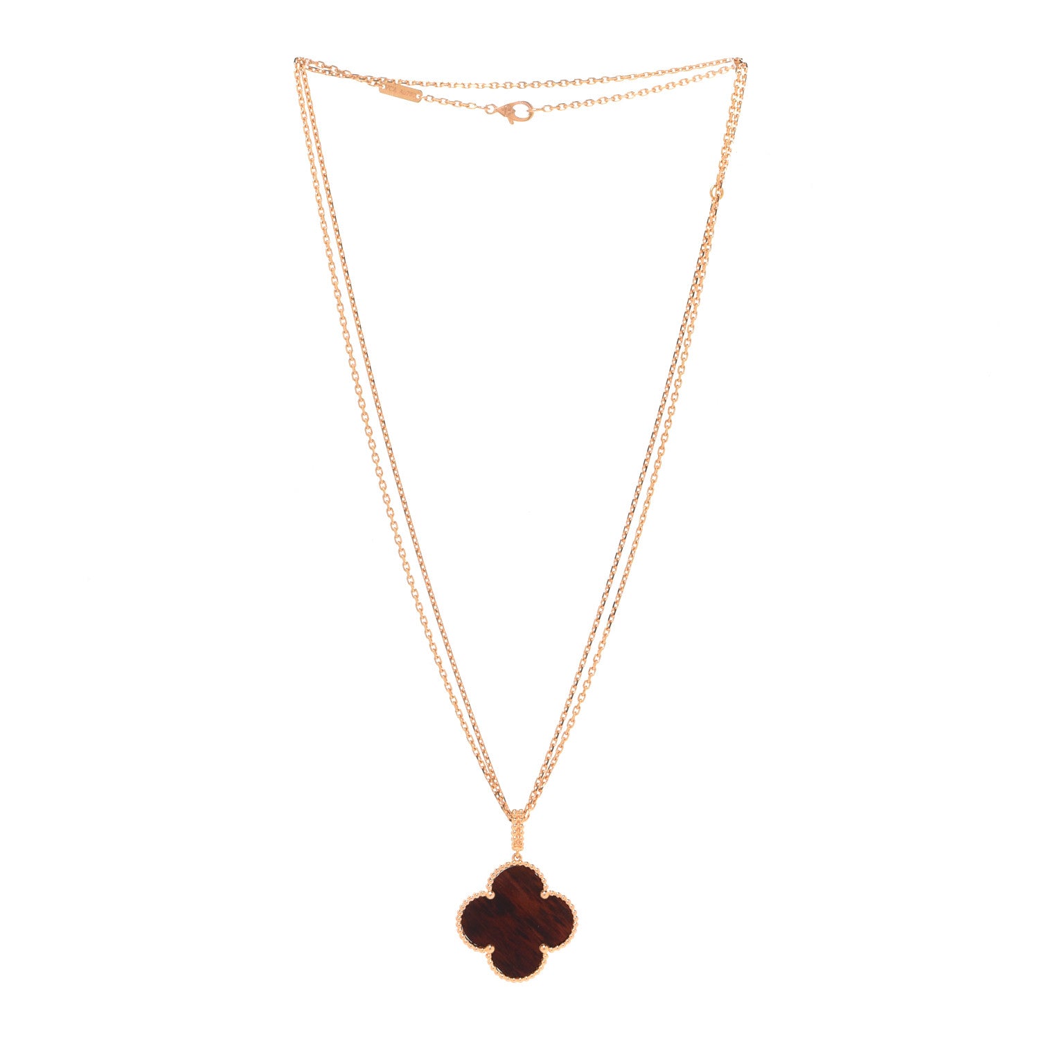 Van Cleef & Arpels 18K Rose Gold Letterwood Magic Alhambra Long Necklace 3 of 6