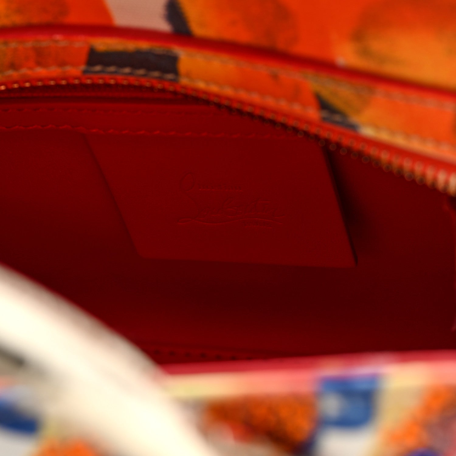 Christian Louboutin Crepe Satin Canvas Embroidered Gaagal Mini Eloise Tote Magma 6 of 10