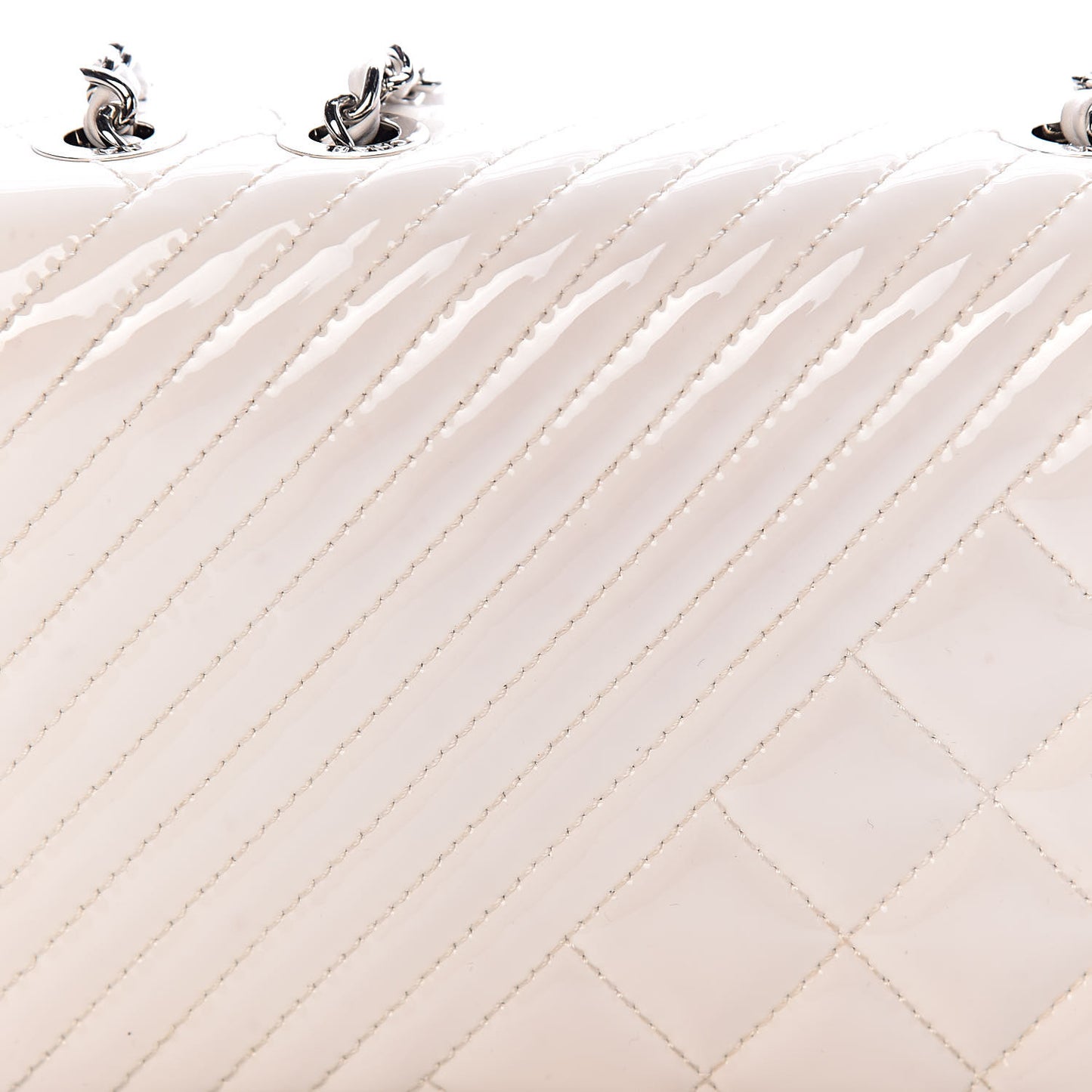 Patent Quilted Small Coco Boy Flap White