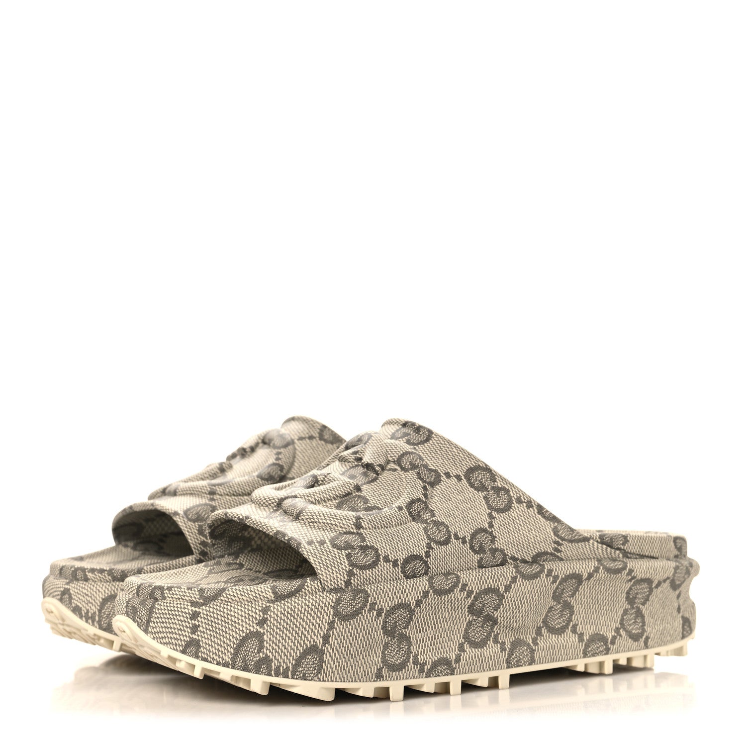 Gucci Cubic Rubber GG Monogram Womens Interlocking G Platform 42mm Slide Sandals 41 Beige Ebony 4 of 10