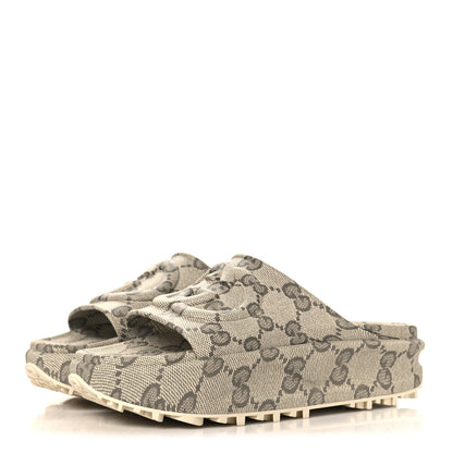 Gucci Cubic Rubber GG Monogram Womens Interlocking G Platform 42mm Slide Sandals 41 Beige Ebony 4 of 10