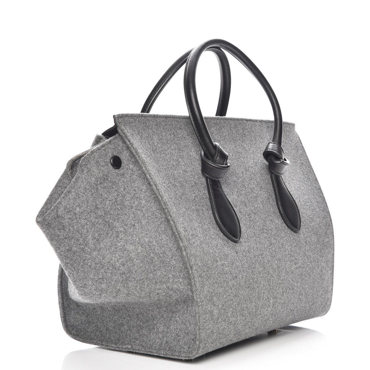 Felt Calfskin Medium Tie Knot Tote Grey Black