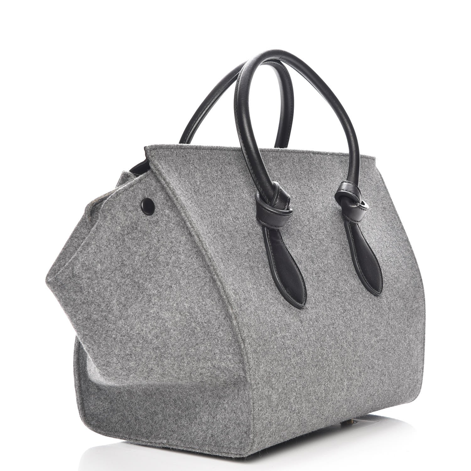 Celine Felt Calfskin Medium Tie Knot Tote Grey Black 3 of 9