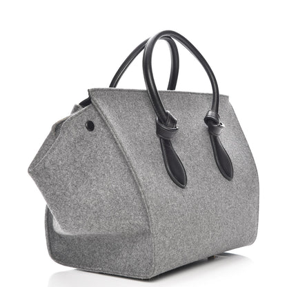 Celine Felt Calfskin Medium Tie Knot Tote Grey Black 3 of 9