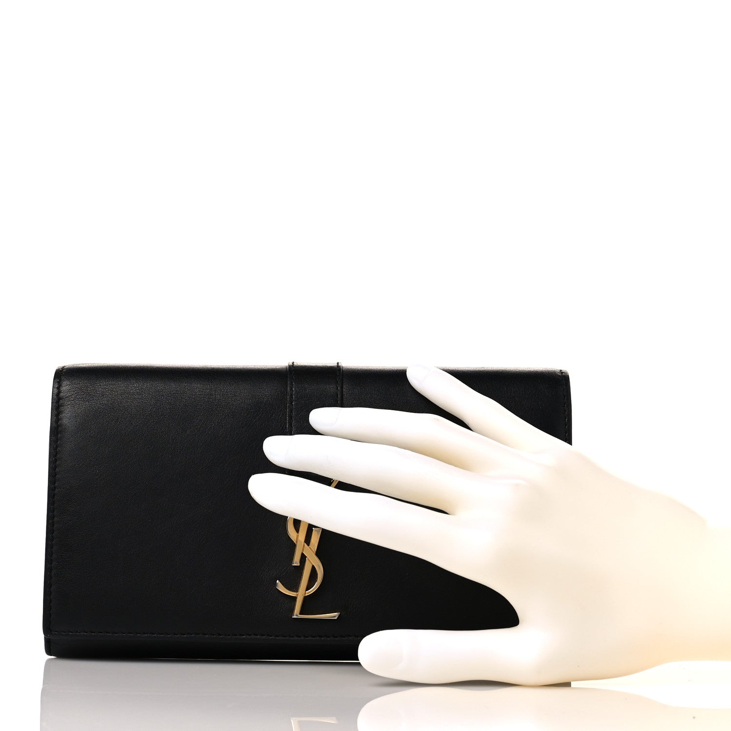 Saint Laurent Calfskin Monogram Large Flap Wallet Black 2 of 11