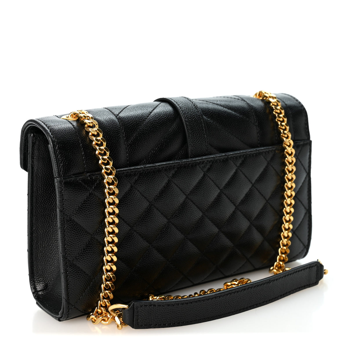 Grain De Poudre Textured Mixed Matelasse Triquilt Small Monogram Satchel Black