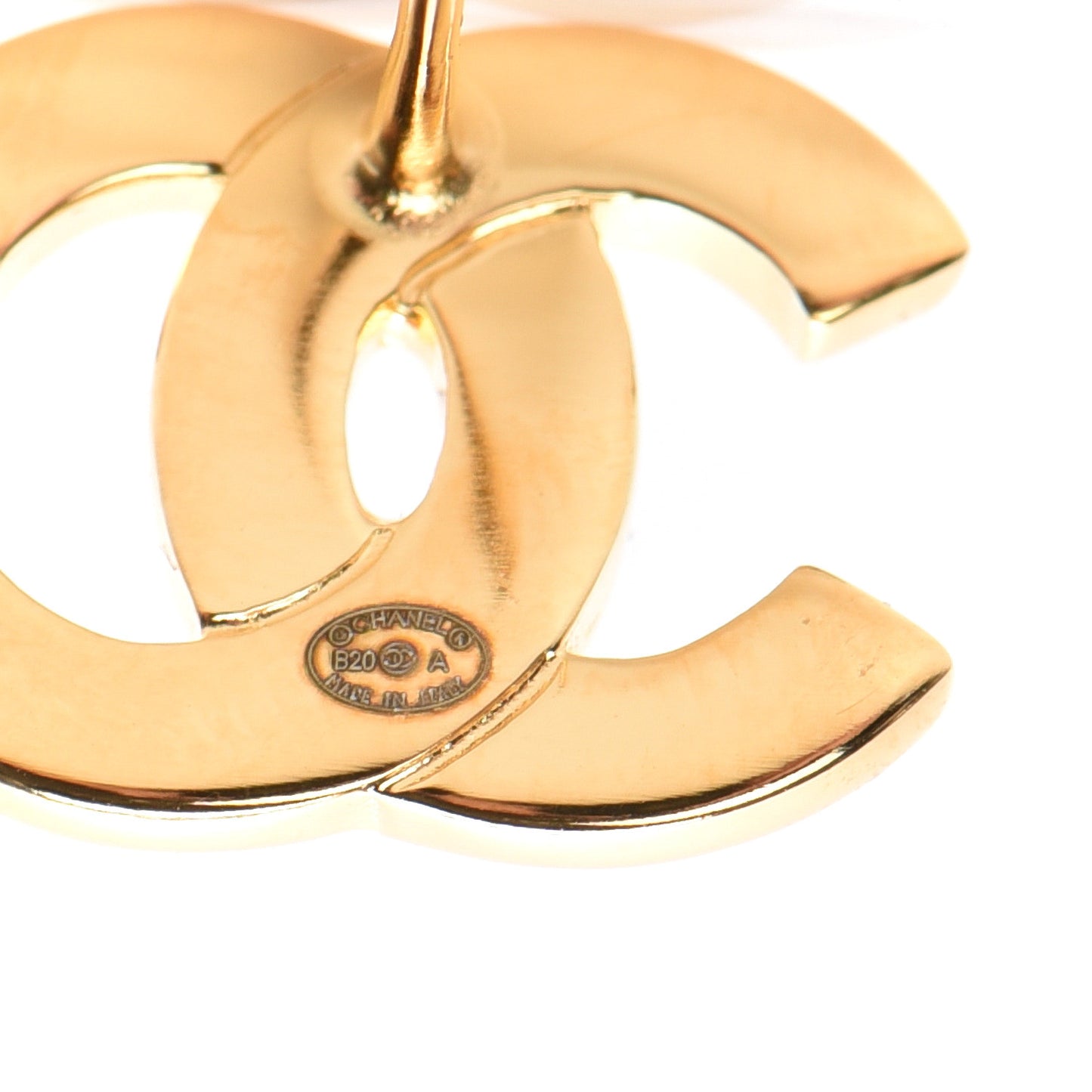 Metal CC Paris Button Stud Earrings Gold