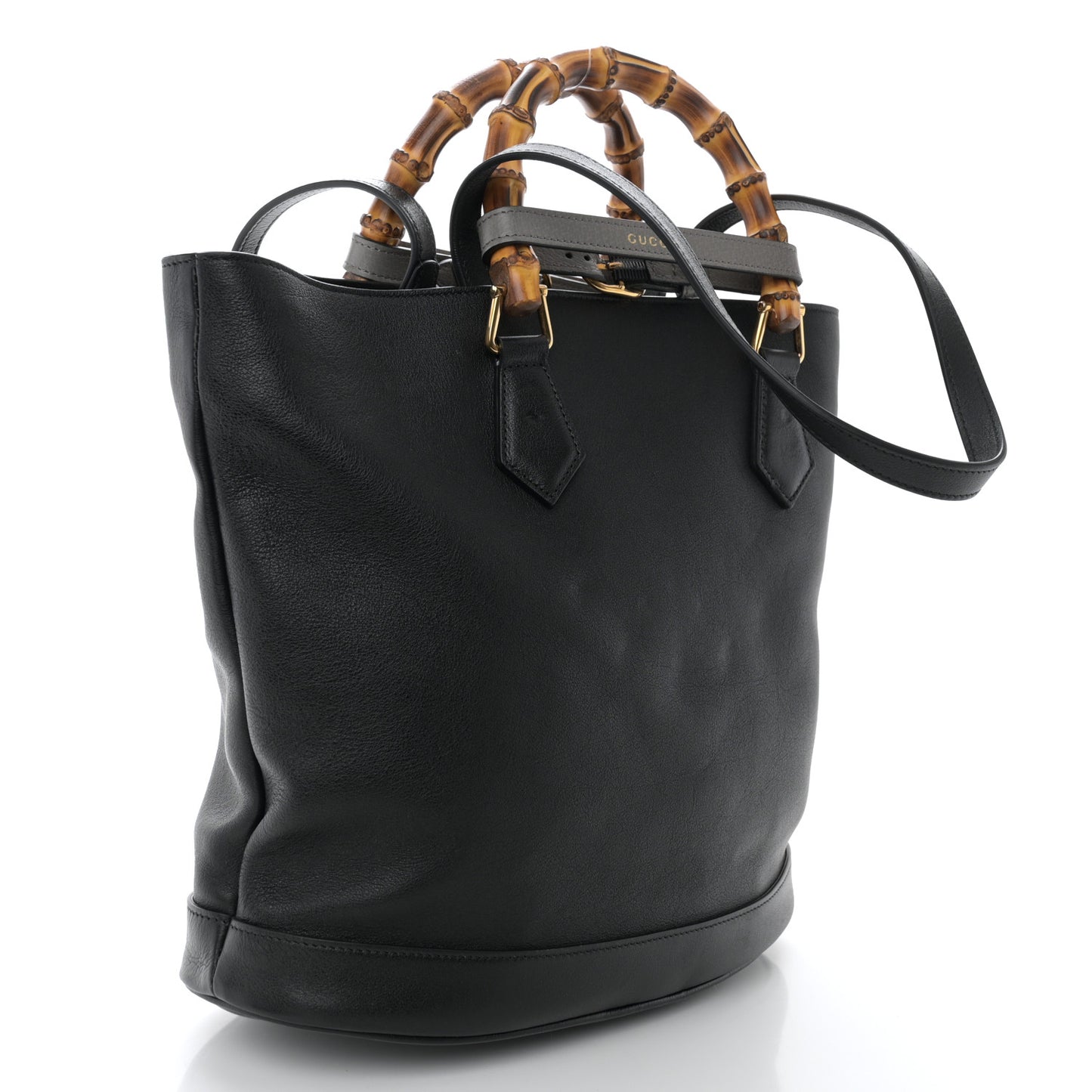 Calfskin Medium Diana Round Tote Bag Black Grey