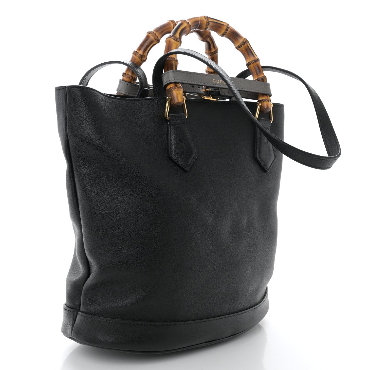 Gucci Calfskin Medium Diana Round Tote Bag Black Grey 3 of 12