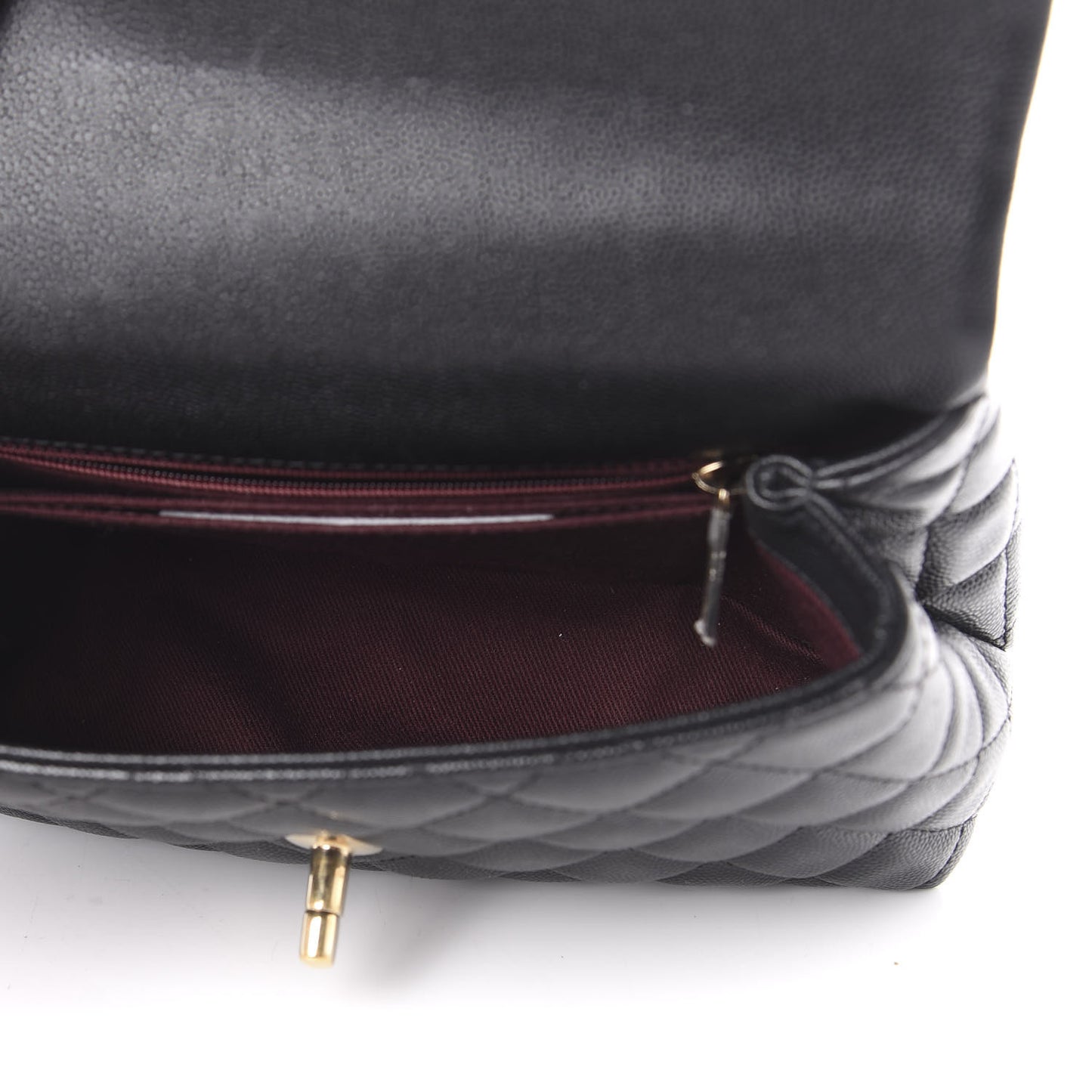 Caviar Quilted Mini Coco Handle Flap Black