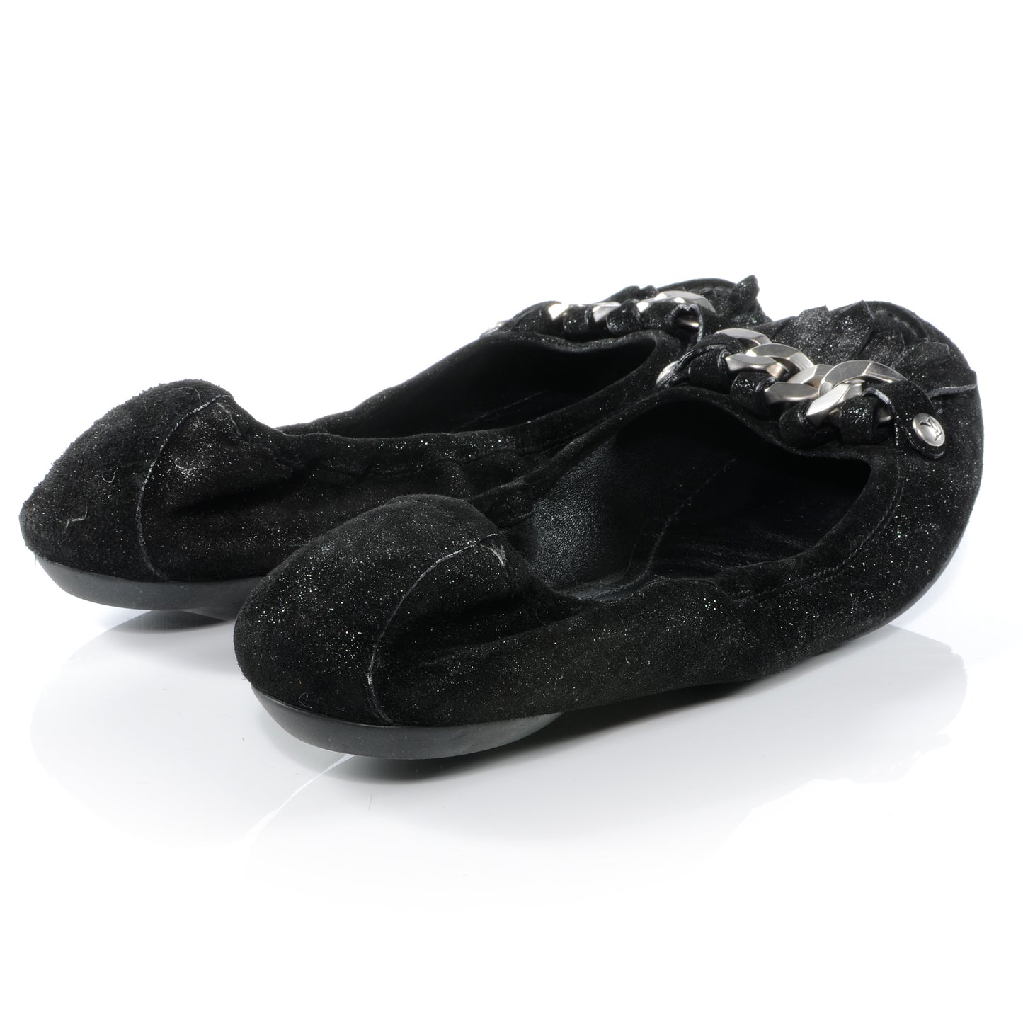 Suede Shimmer Whisper Flats 38 Black