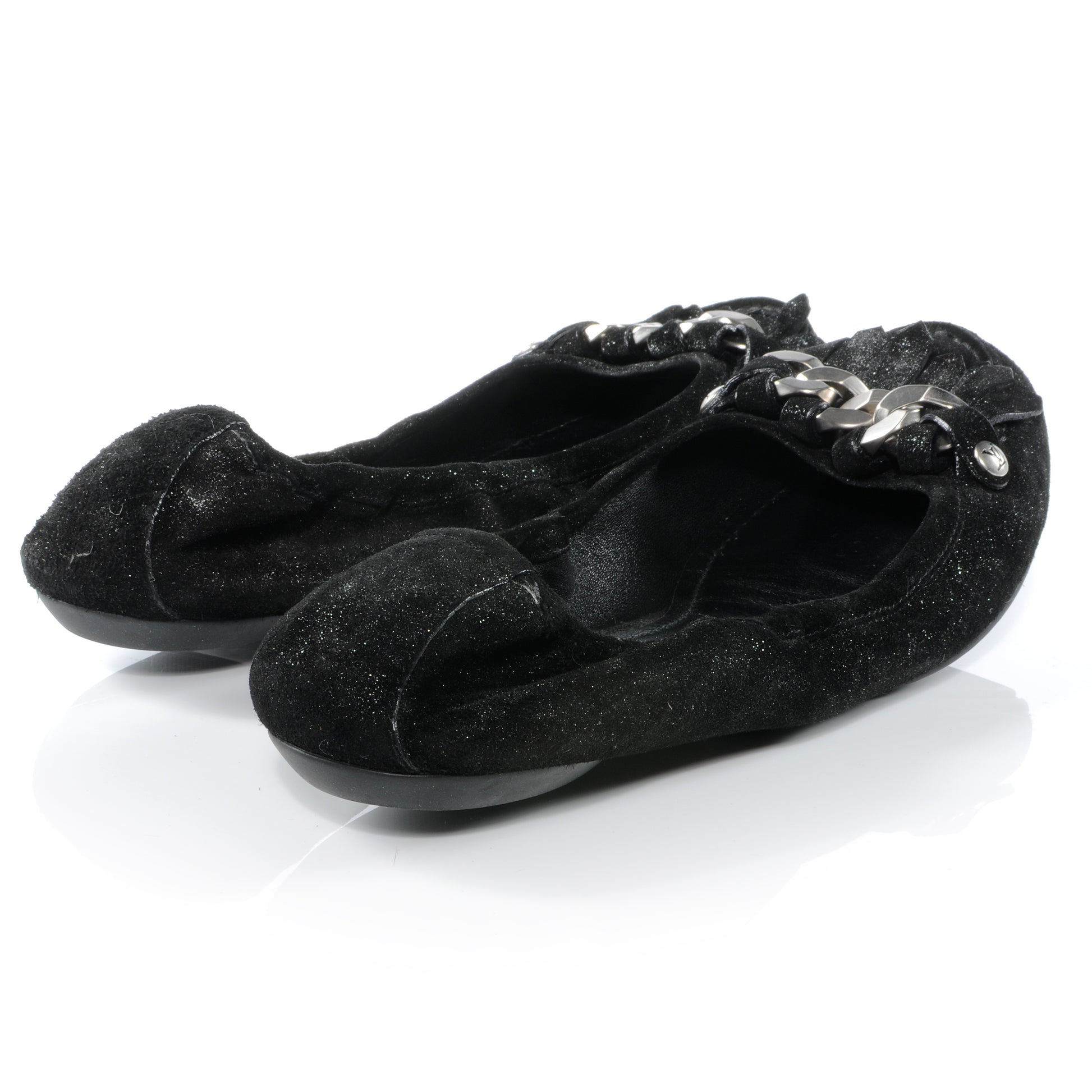 Louis Vuitton Suede Shimmer Whisper Flats 38 Black 3 of 8