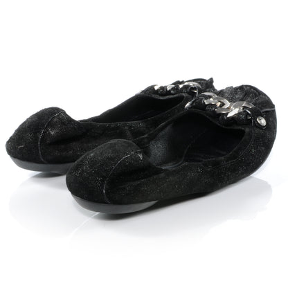 Louis Vuitton Suede Shimmer Whisper Flats 38 Black 3 of 8