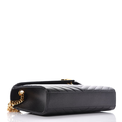 Saint Laurent Grain De Poudre Matelasse Chevron Medium Monogram Satchel Black 5 of 11