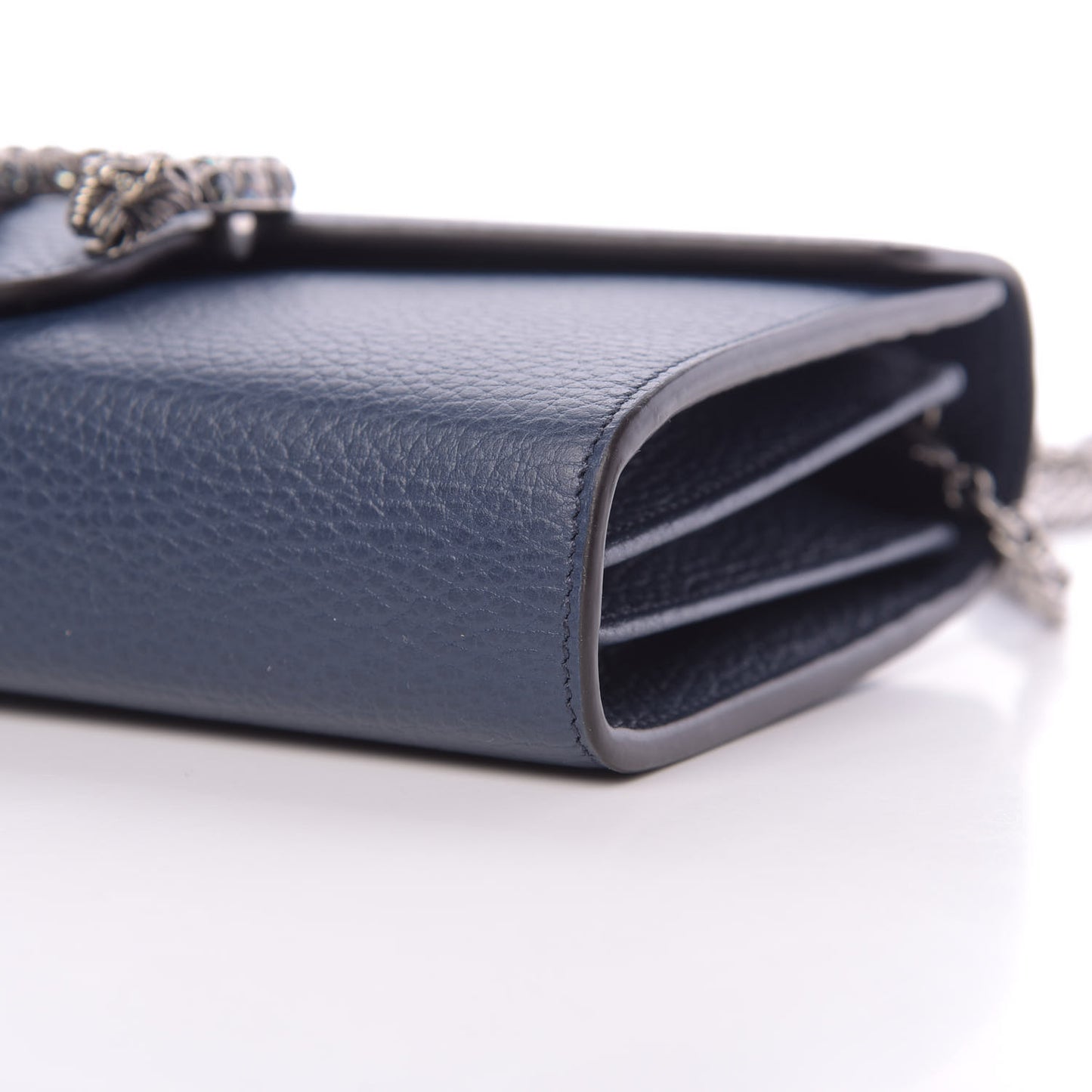 Dollar Calfskin Crystal Mini Dionysus Chain Wallet Blue Agata Black Diamond