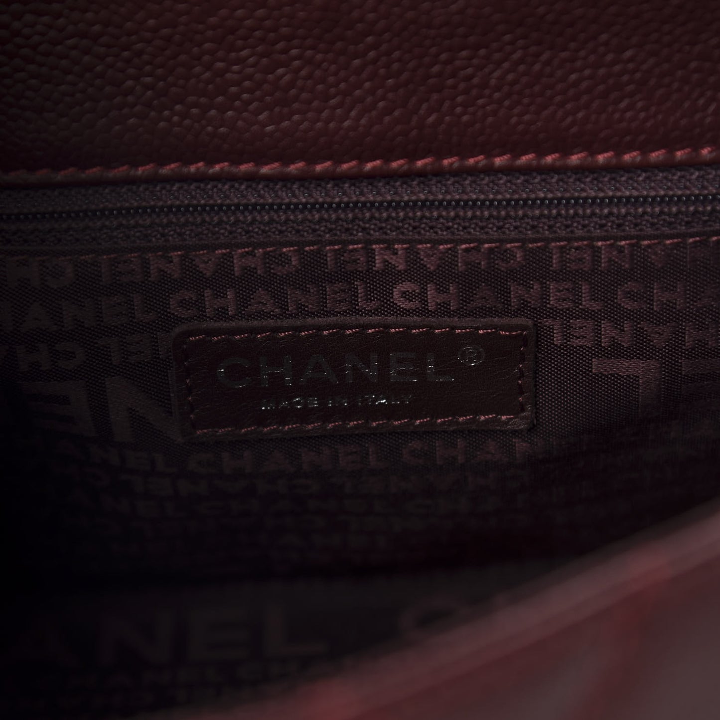 Caviar Quilted Small Mademoiselle Flap Bag Burgundy