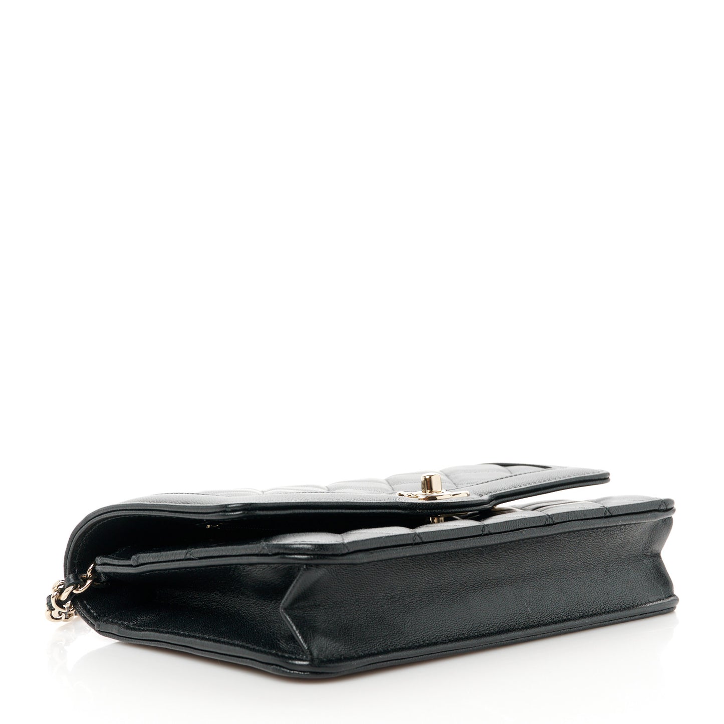 Lambskin Quilted CC Wallet On Chain WOC Black