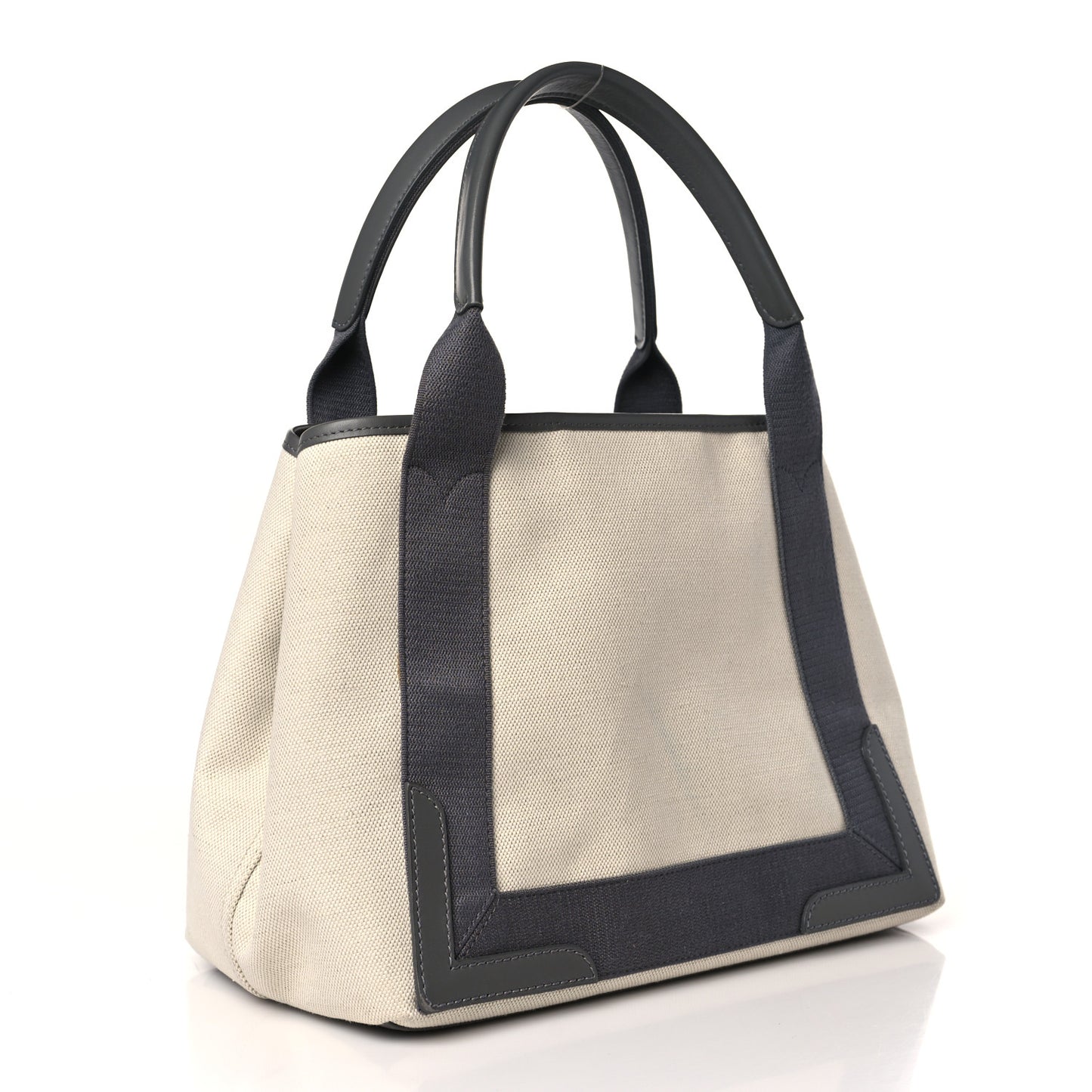Cotton Canvas Calfskin S Navy Cabas Naturel Gris Acier
