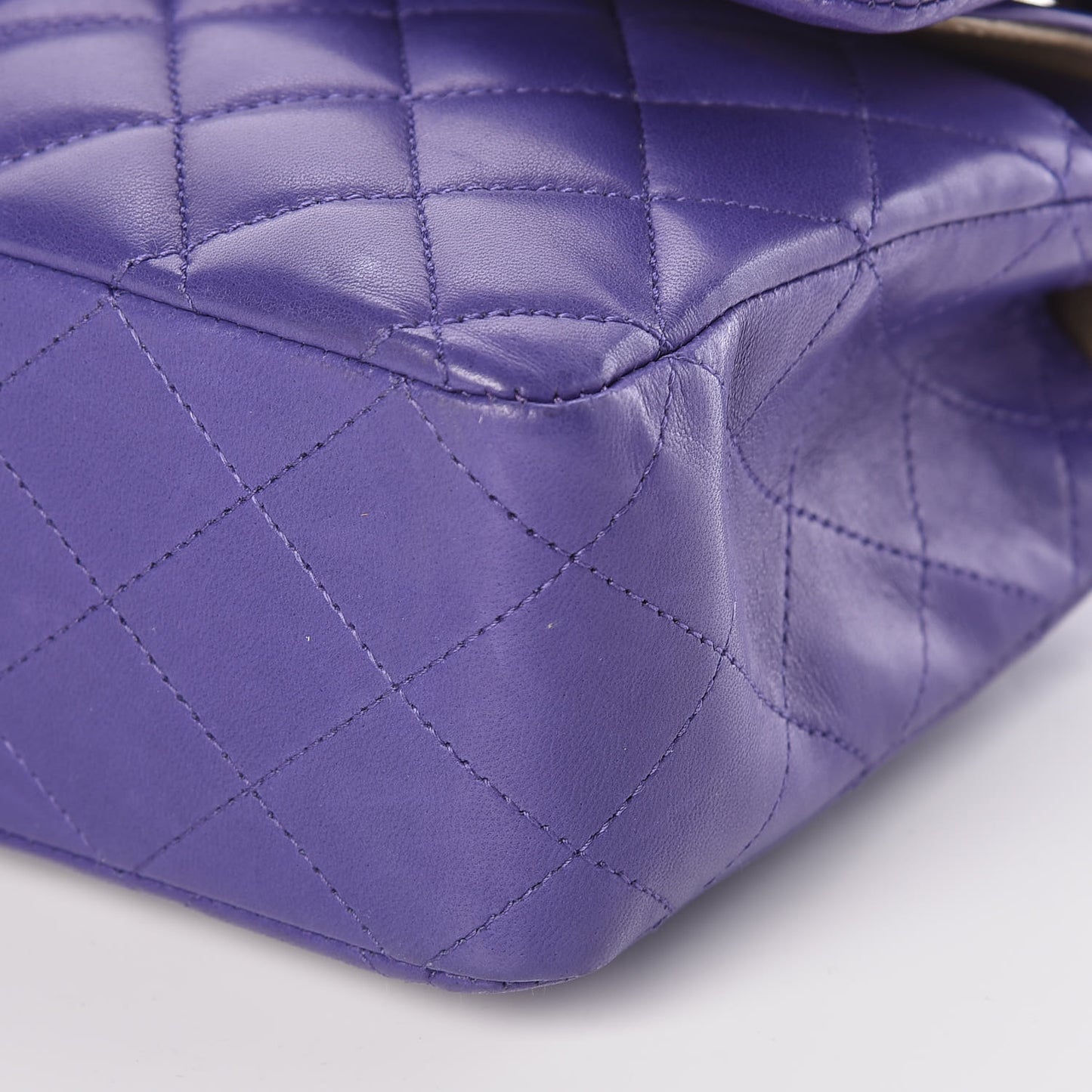 Lambskin Quilted Medium Double Flap Dark Purple