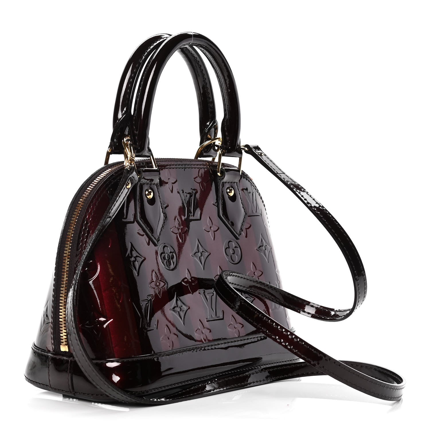 Louis Vuitton Vernis Rayures Alma BB Amarante 3 of 7