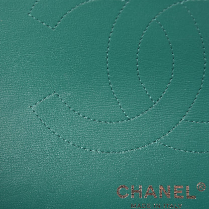 Chanel Caviar Chevron Quilted Jumbo Double Flap Green 12 of 13