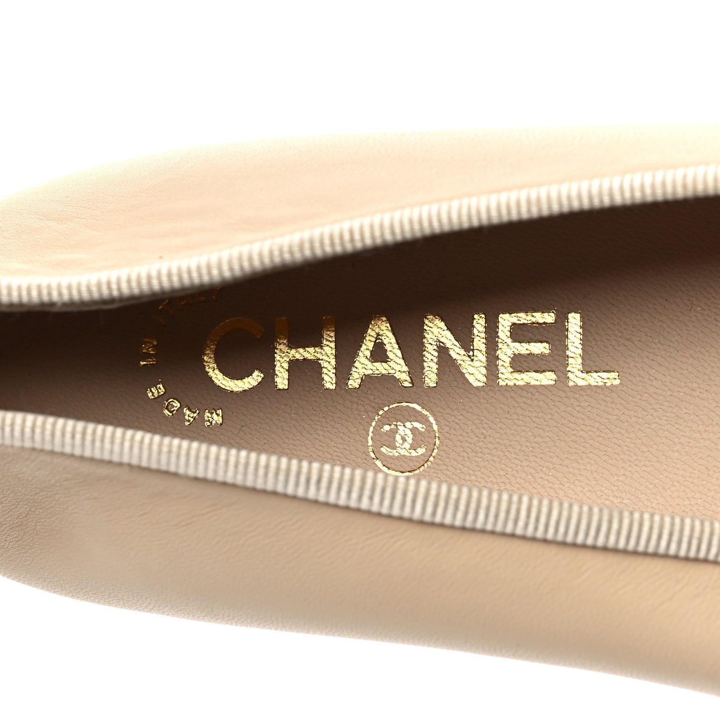 Lambskin Cap Toe CC Ballerina Flats 35.5 Beige Black
