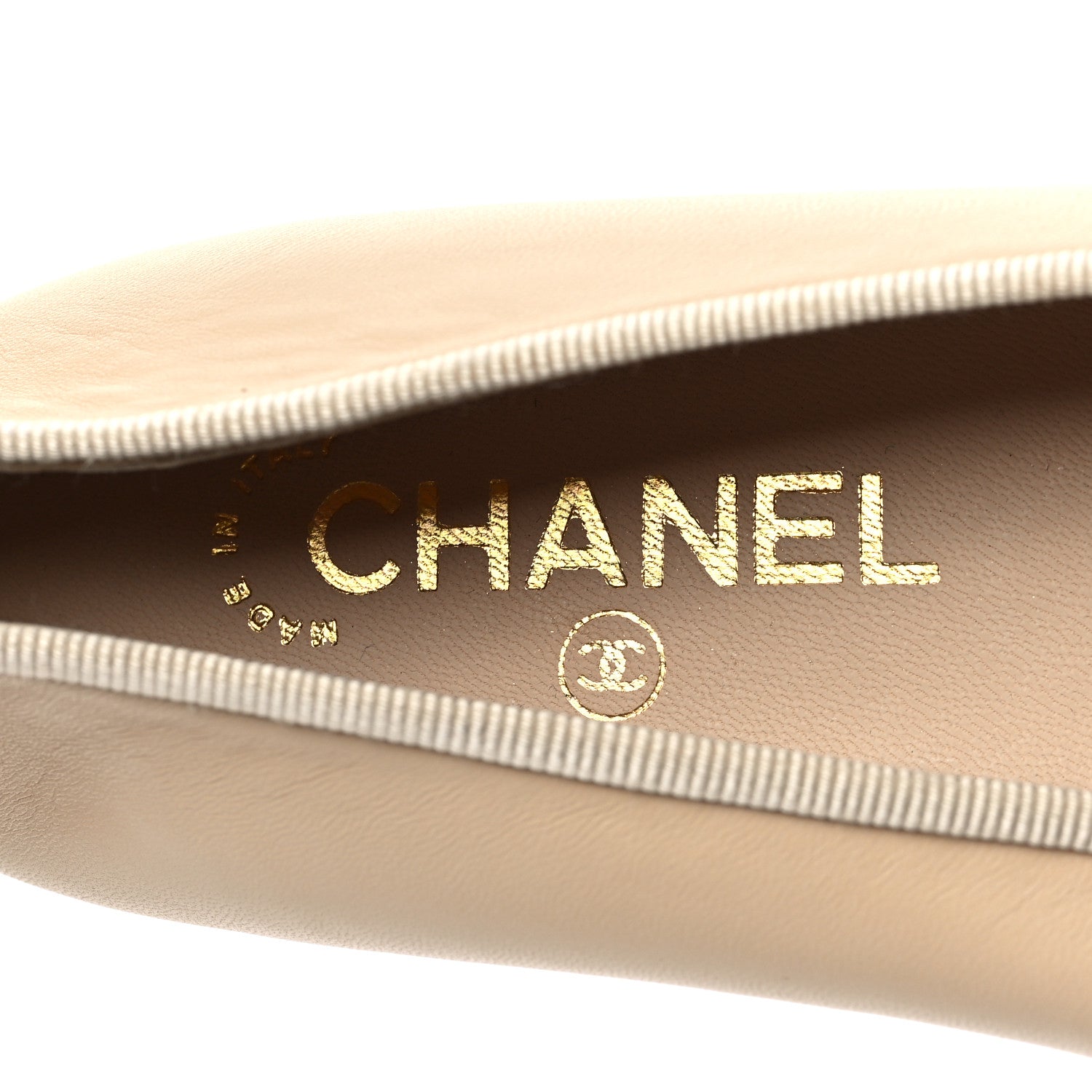 Chanel Lambskin Cap Toe CC Ballerina Flats 35.5 Beige Black 7 of 8
