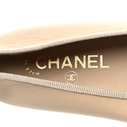 Chanel Lambskin Cap Toe CC Ballerina Flats 35.5 Beige Black 7 of 8
