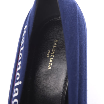 Balenciaga Jersey Crepe Political Campaign Logo Knife 115 Pointed Pumps 40 Pacifique White Rouge 6 of 8