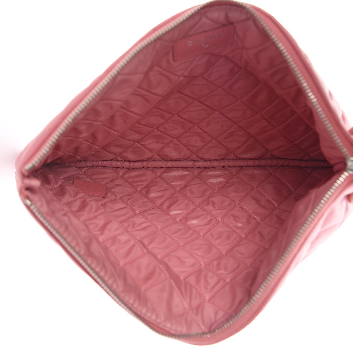 Lambskin Quilted Medium Cosmetic Case Pink