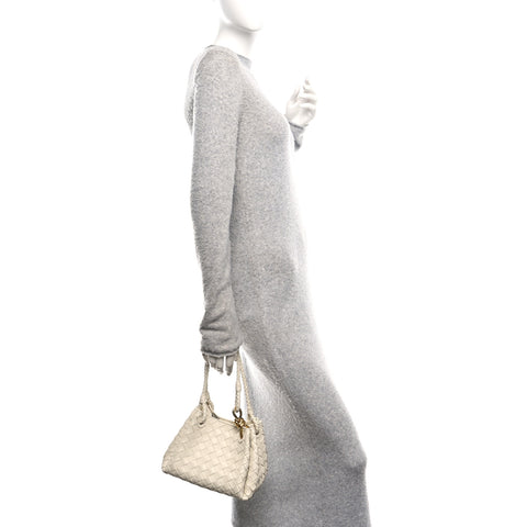 Nappa Intrecciato Small Parachute Shoulder Bag Sea Salt