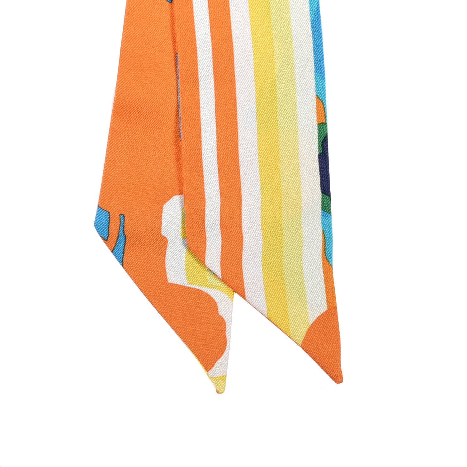 Hermes Silk Brides De Gala Shadow Twilly Orange Jaune Turquoise 2 of 4