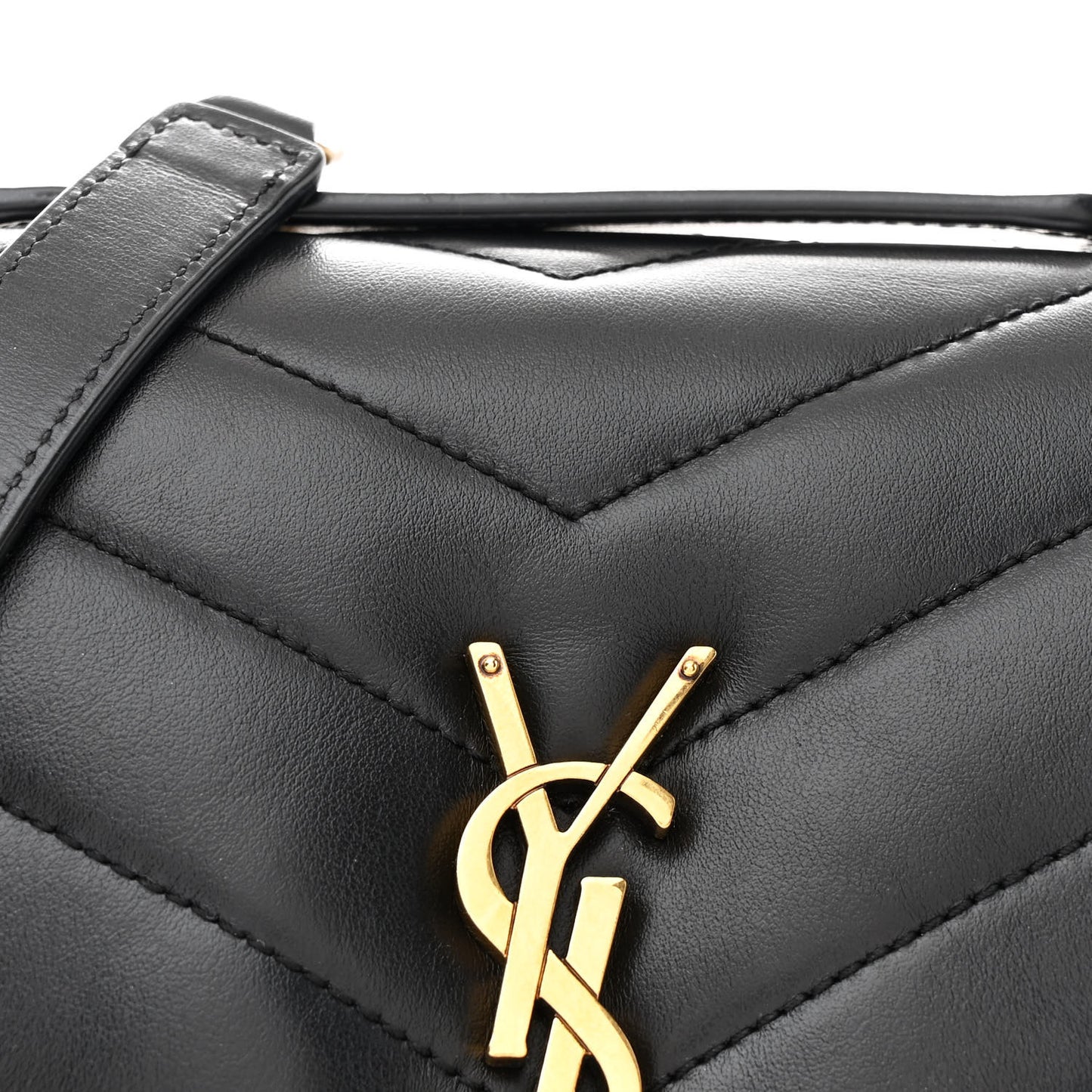 Calfskin Y Quilted Monogram Small Loulou Chain Satchel Black