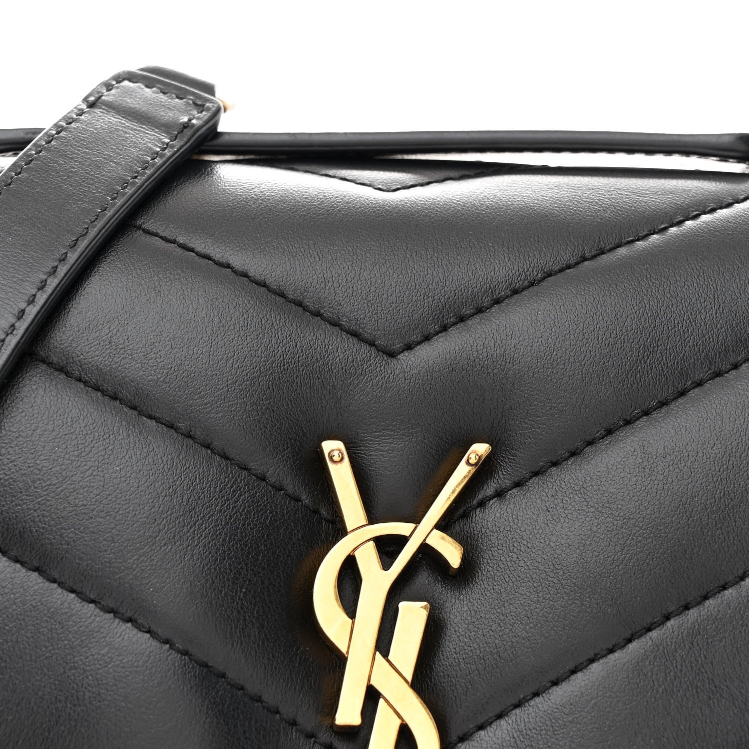 Saint Laurent Calfskin Y Quilted Monogram Small Loulou Chain Satchel Black 9 of 11