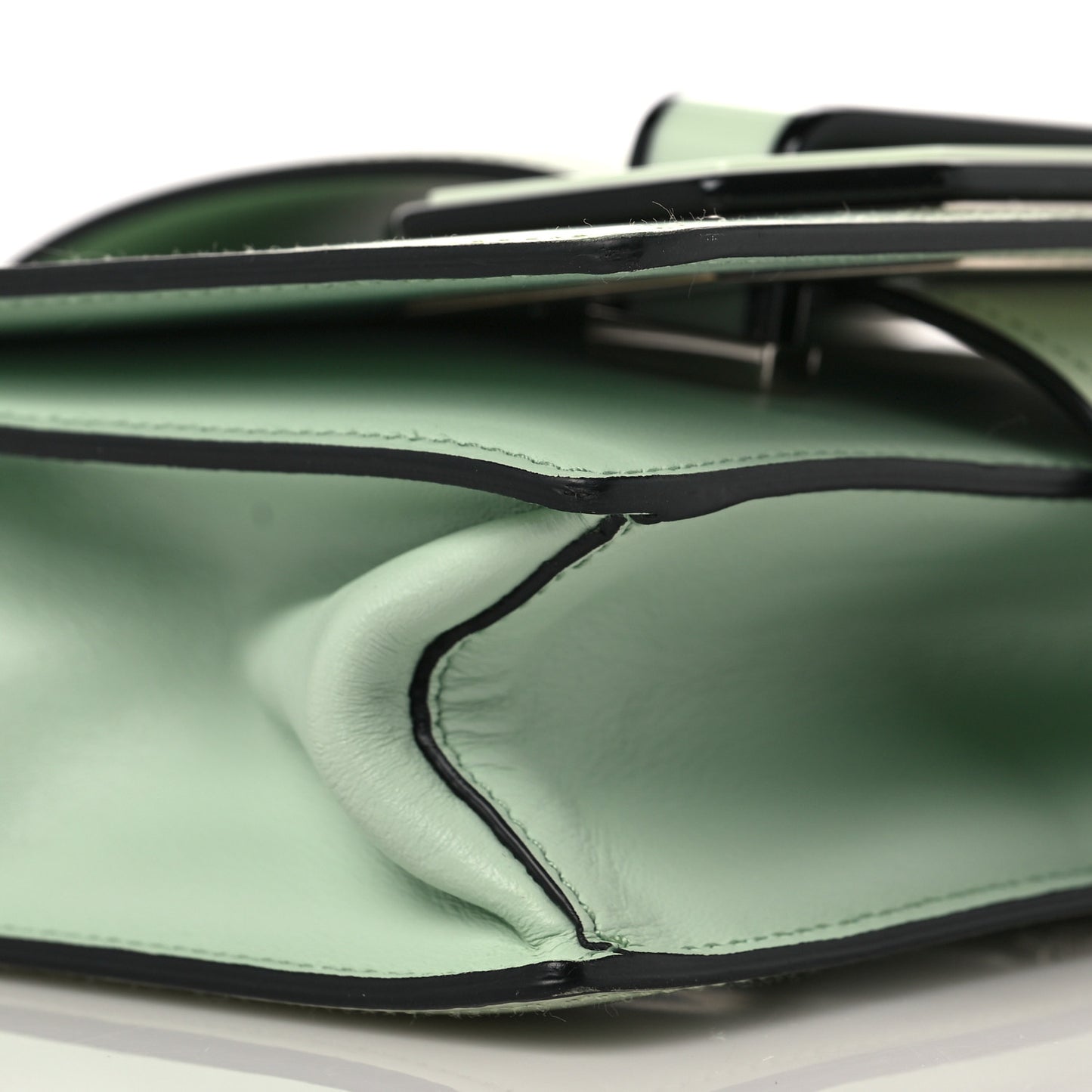 Spazzolato Soft Calfskin Plex Ribbon Bag Acqua