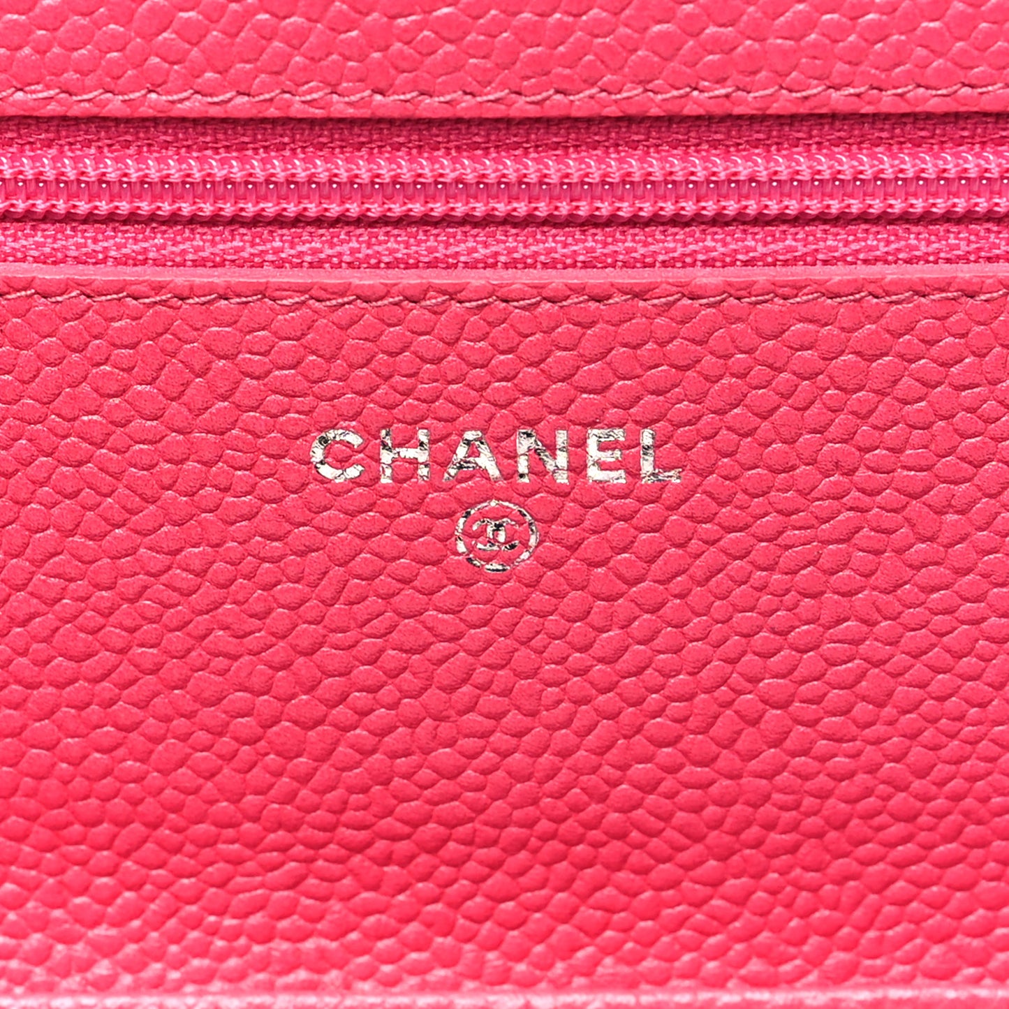 Caviar Enamel Button CC Wallet on Chain WOC Dark Pink