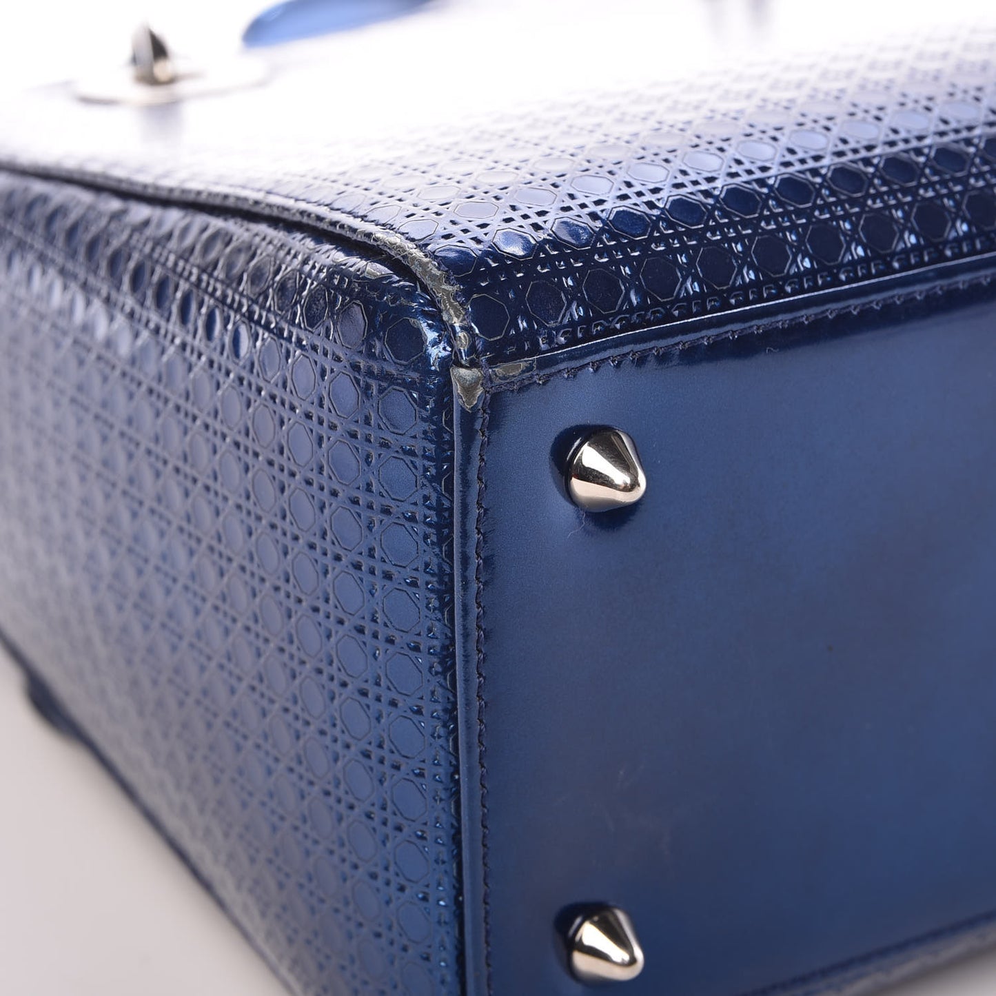 Metallic Patent Micro-Cannage Medium Lady Dior Blue