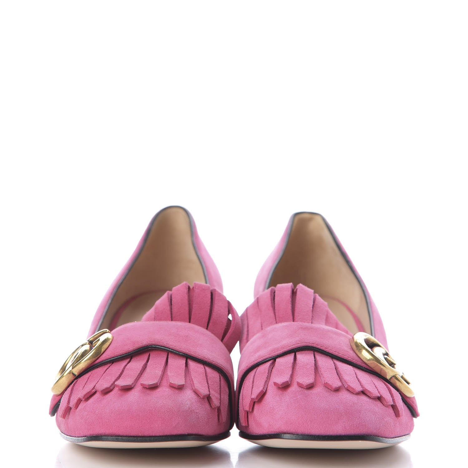 Gucci Kid Scamosciato GG Marmont Fringe 50mm Loafer Pumps 36.5 Hot Pink 3 of 11