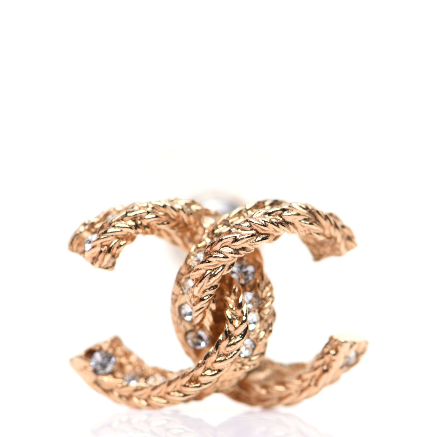 Chanel Crystal Twisted CC Earrings Gold 6 of 7
