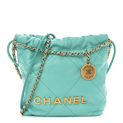 Chanel Shiny Calfskin Quilted Mini Chanel 22 Turquoise 1 of 9