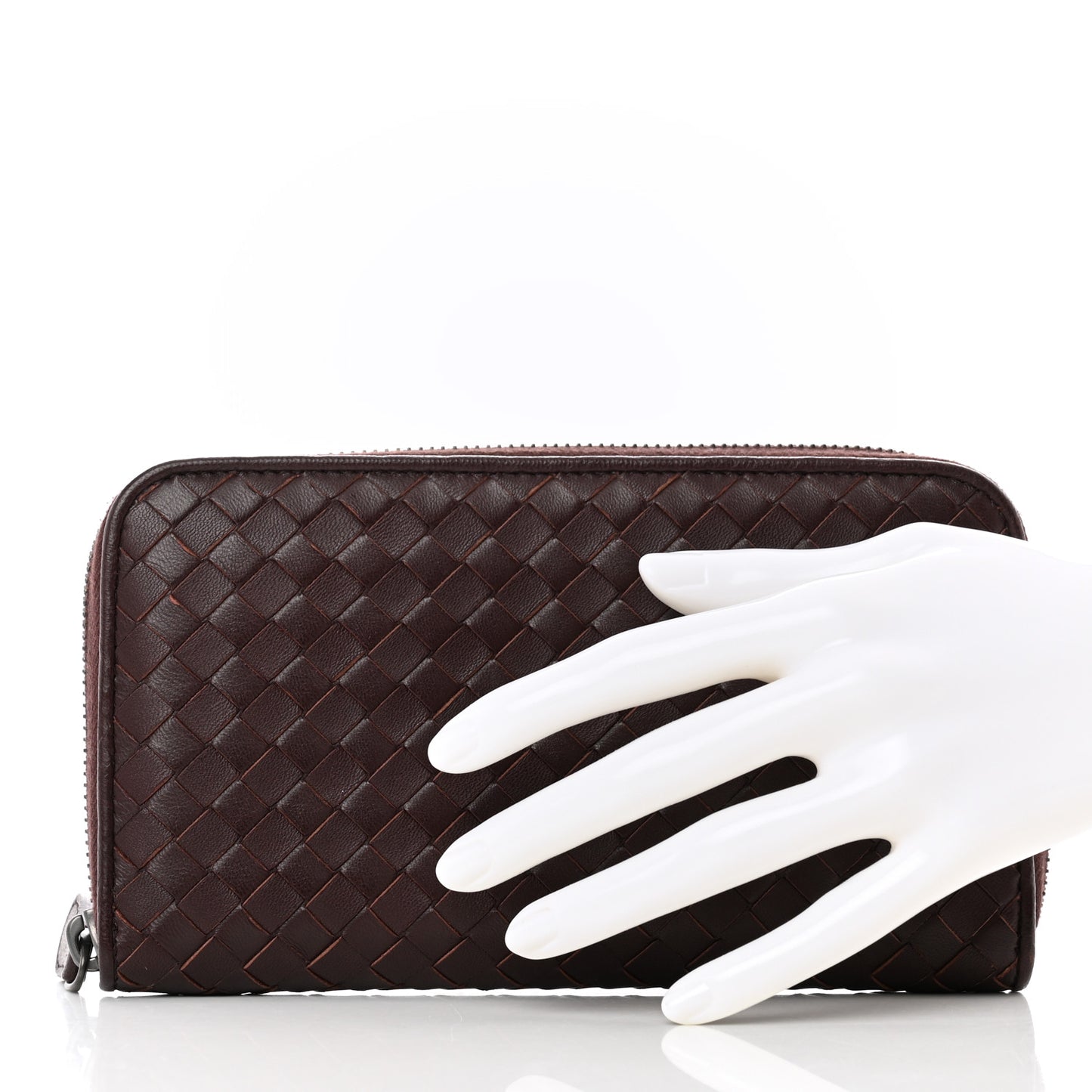 Nappa Intrecciato Zip Around Wallet Aubergine
