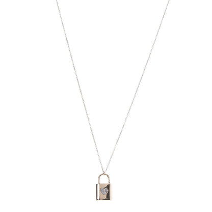 Tiffany 18K Yellow Gold Diamond Mini Heart Lock Pendant Necklace 1 of 7
