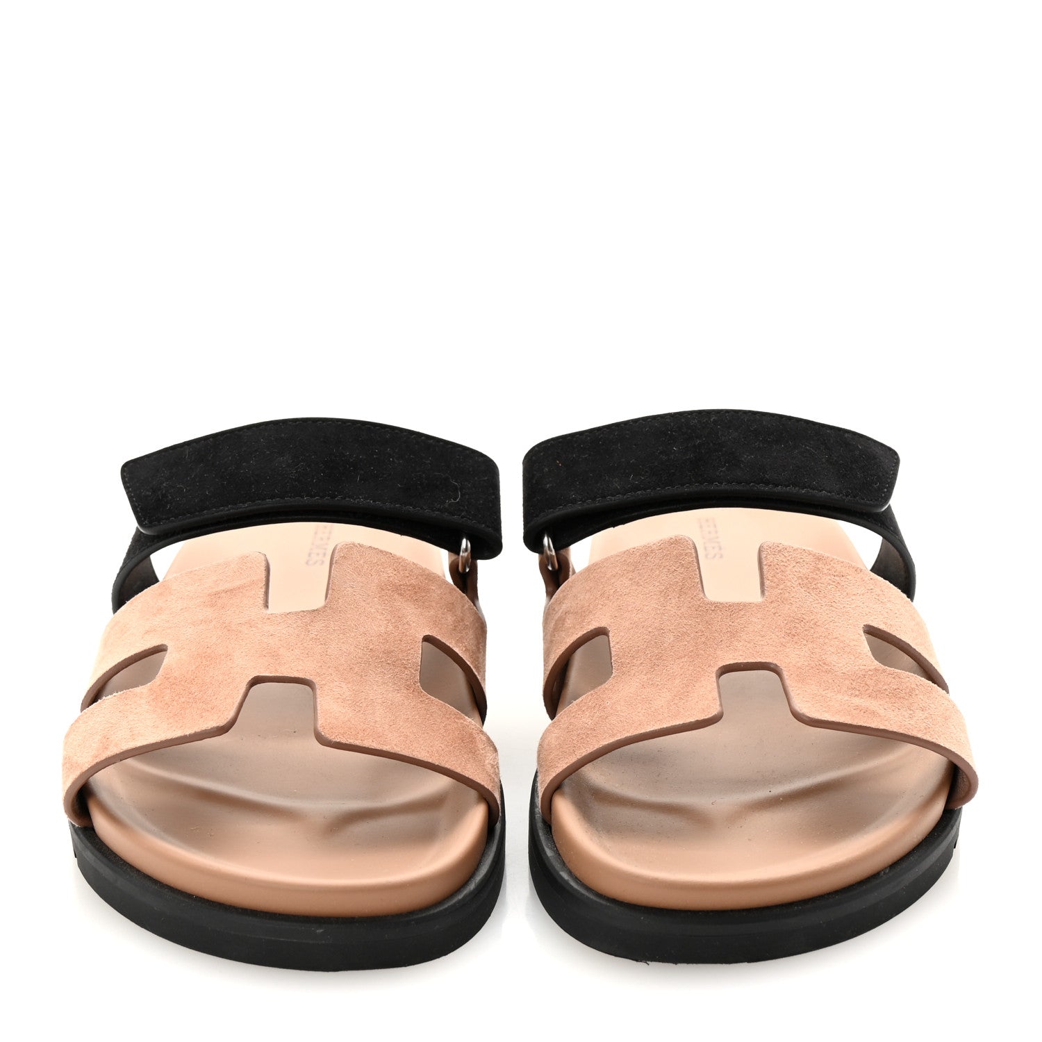 Hermes Suede Goatskin Womens Chypre Sandals 37 Rose Perle Black 3 of 10
