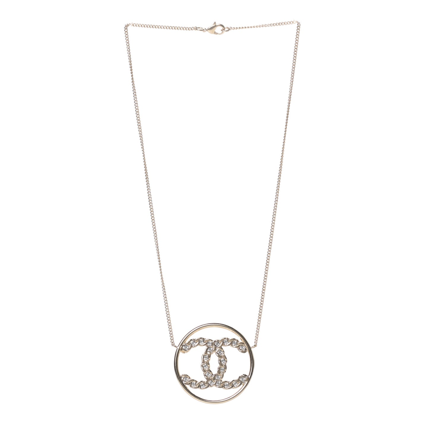 Baguette Crystal High Society CC Pendant Necklace Gold