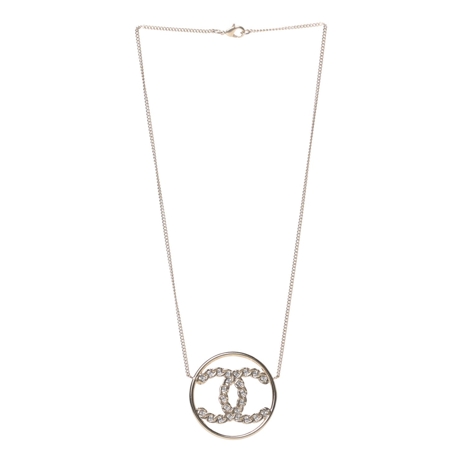 Chanel Baguette Crystal High Society CC Pendant Necklace Gold 3 of 5
